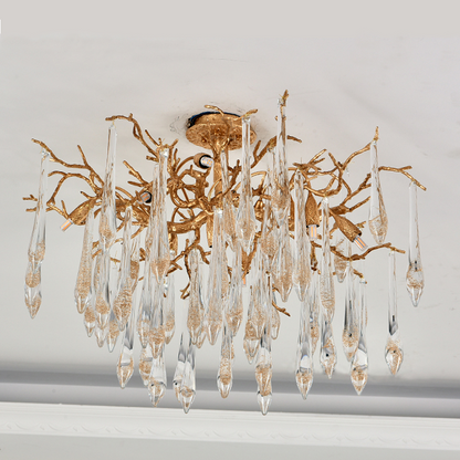 Agnes Brass Branch Crystal Ceiling Light