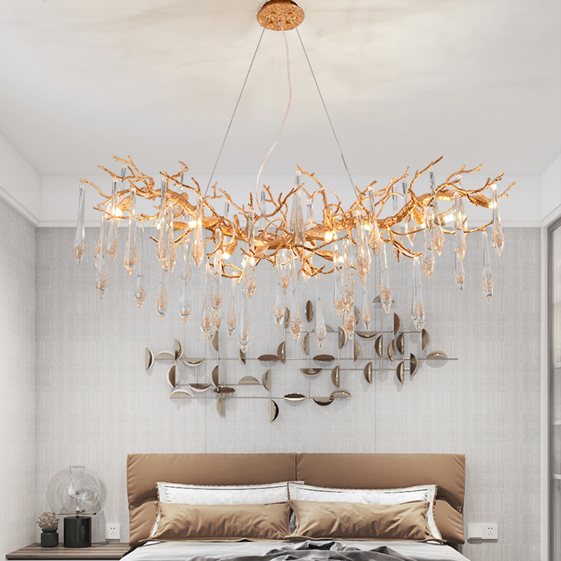 Agnes Brass Branch Crystal Chandelier For Dining Room
