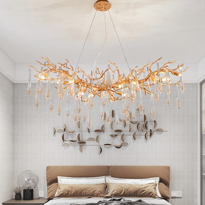 Agnes Brass Branch Crystal Chandelier For Dining Room
