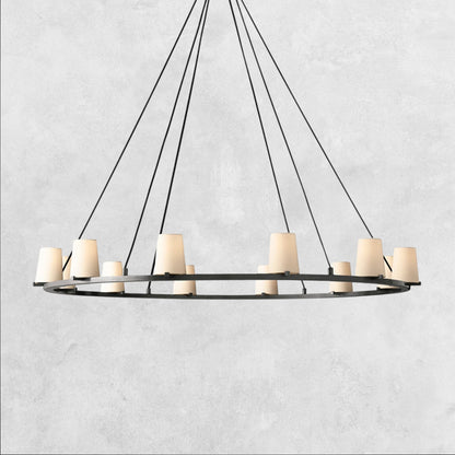 Pauilla Fabric Shade Round Chandelier 36" 48" 60″