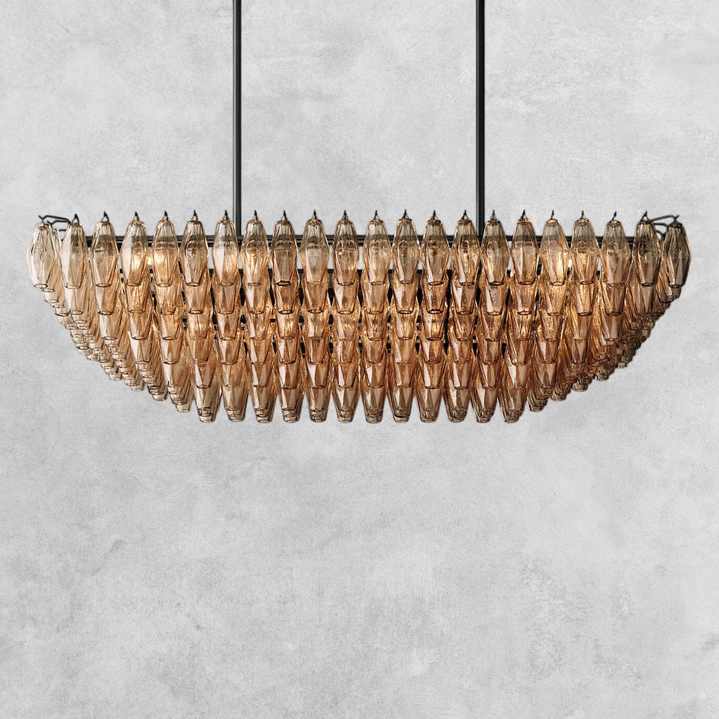 Kiaris Glass Tiered Rectangular Chandelier 54'' 74''