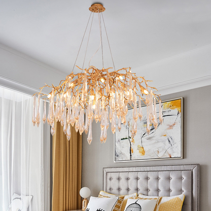 Agnes Brass Branch Crystal Chandelier