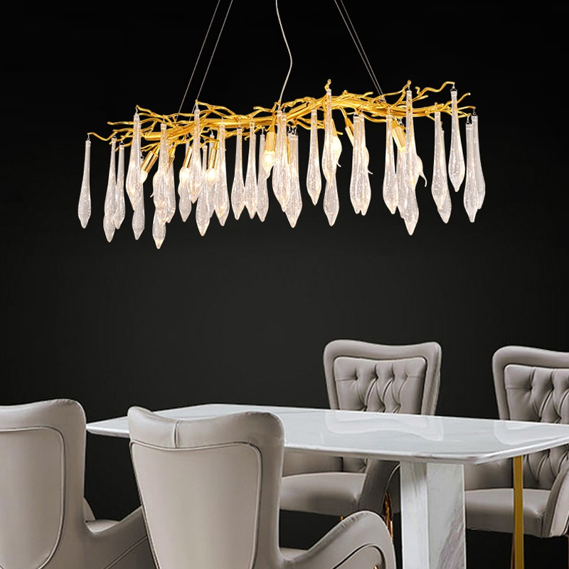 Agnes Aluminum Branch Crystal Chandelier For Dining Room