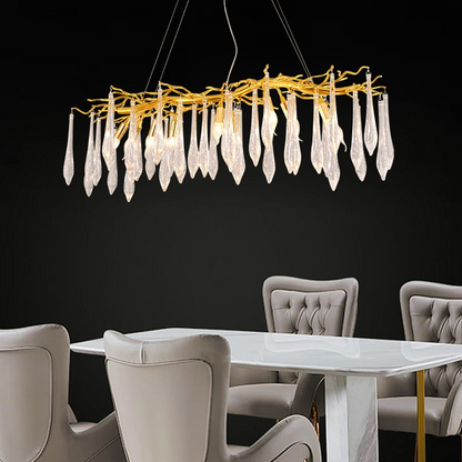 Agnes Aluminum Branch Crystal Chandelier For Dining Room