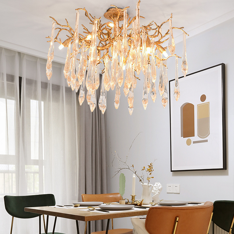 Agnes Brass Branch Crystal Ceiling Light