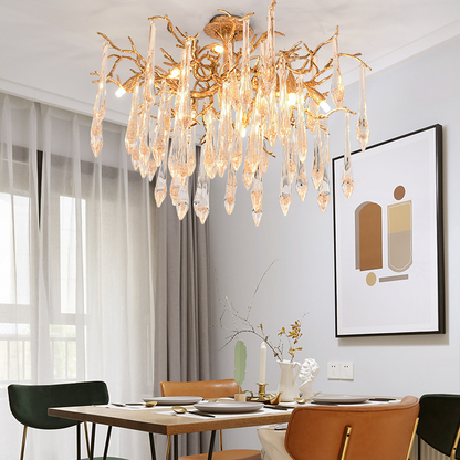 Agnes Brass Branch Crystal Ceiling Light