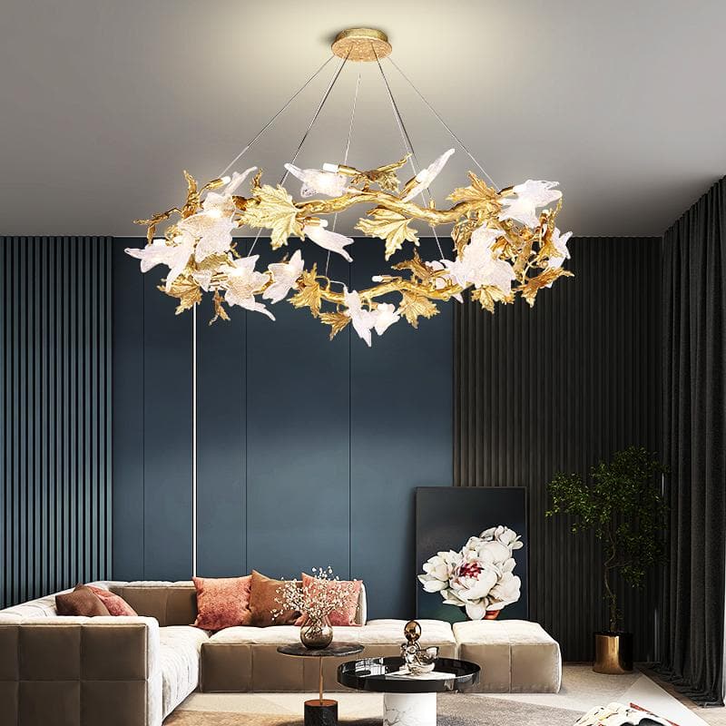 TLL Branch Maple Leaf Crystal Chandelier