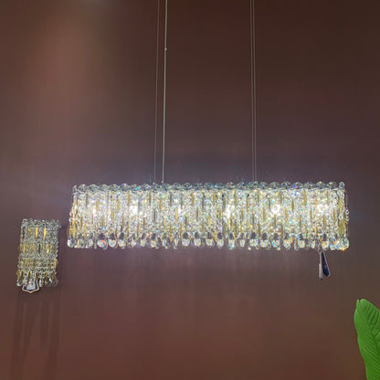Light Luxury Crystal Beads Drum Collection Flush Mounted/Rectangle/Round Chandelier