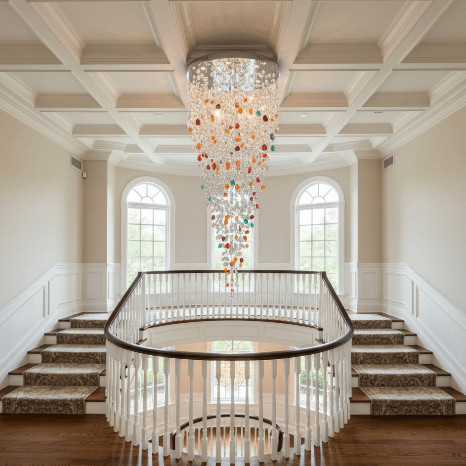 Crystal Stone Crystal Spiral Chandelier