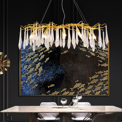 Agnes Aluminum Branch Crystal Chandelier For Dining Room