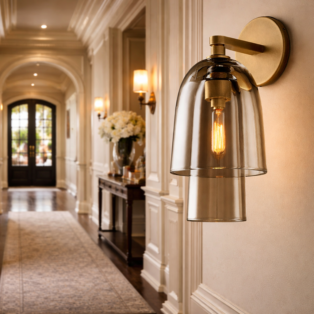 Blacurs Amber Glass Flute Sconce