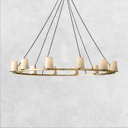 Pauilla Fabric Shade Round Chandelier 36" 48" 60″
