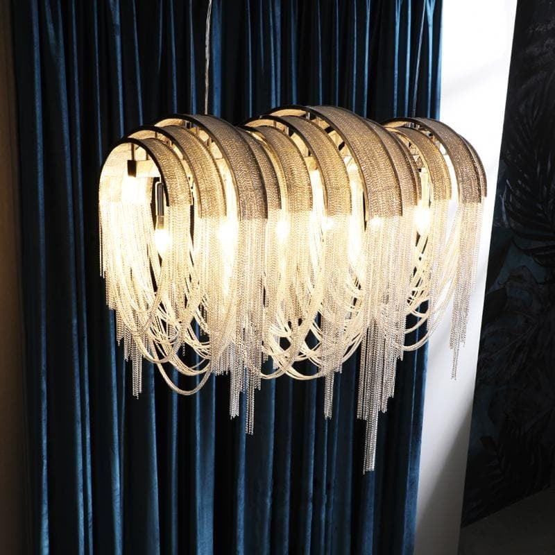TLL Liz Luxury Hardware Aluminum Chain Long Branch Chandelier
