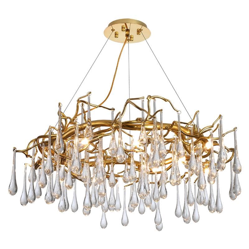 TLL Teardrop Branch Round Long Tear Crystal Chandelier
