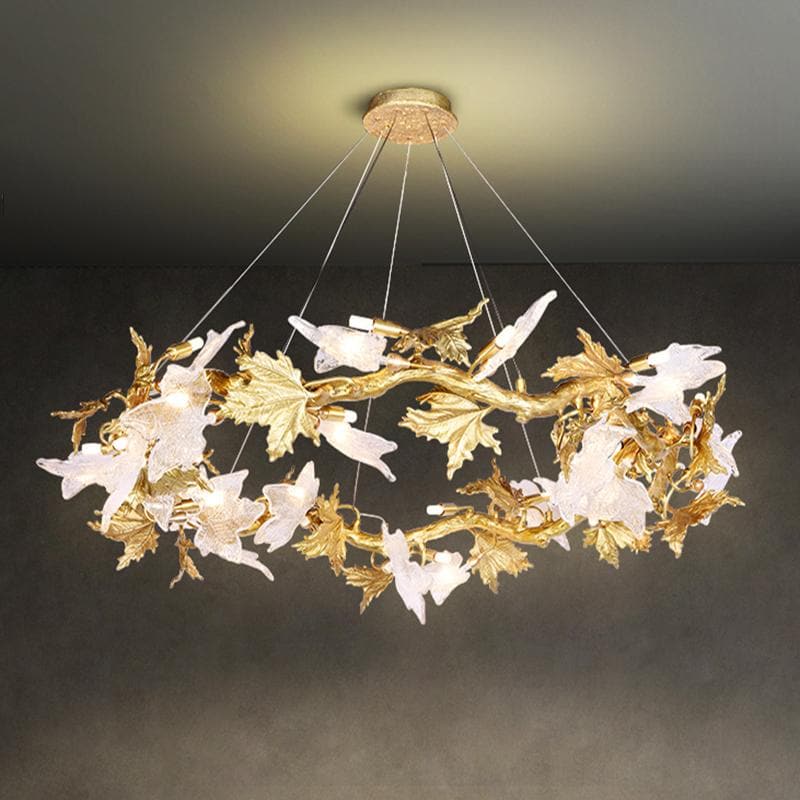 TLL Branch Maple Leaf Crystal Chandelier