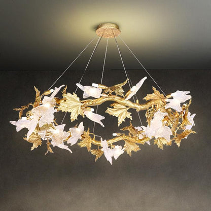 TLL Branch Maple Leaf Crystal Chandelier