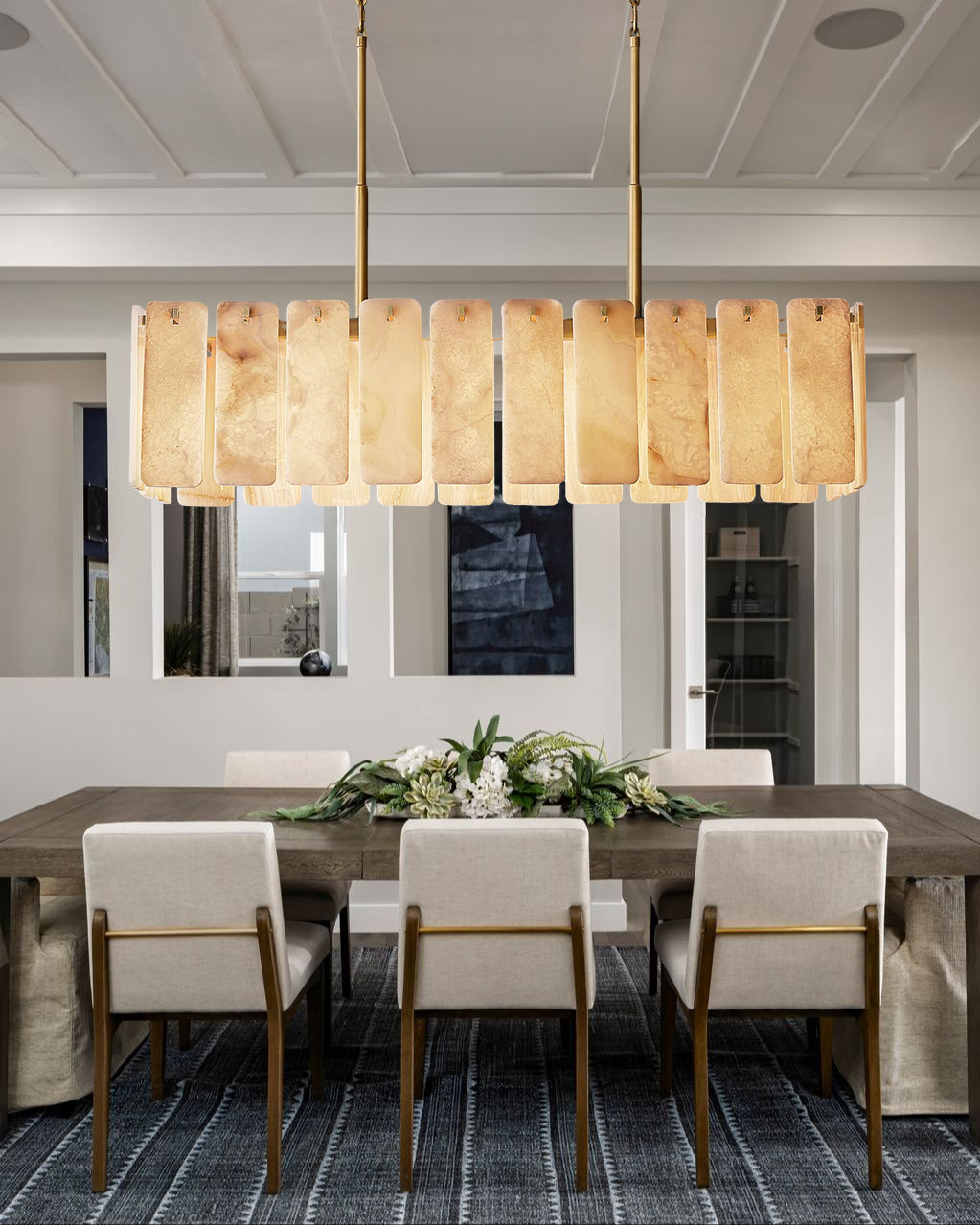 Calociato Onyx Rectangular Chandelier, Chandelier for Dining Room