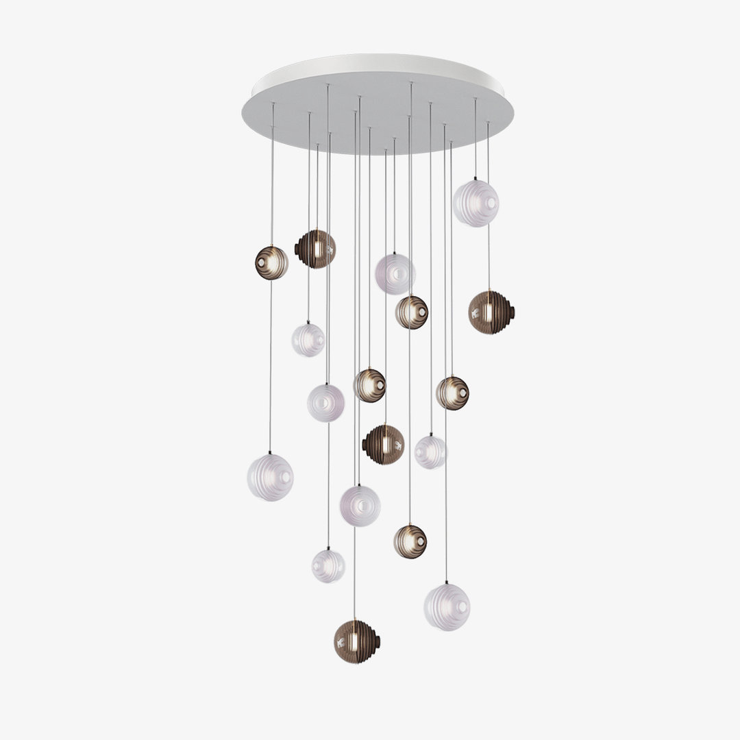 Cosmic Sphere Cascade Glass Chandelier