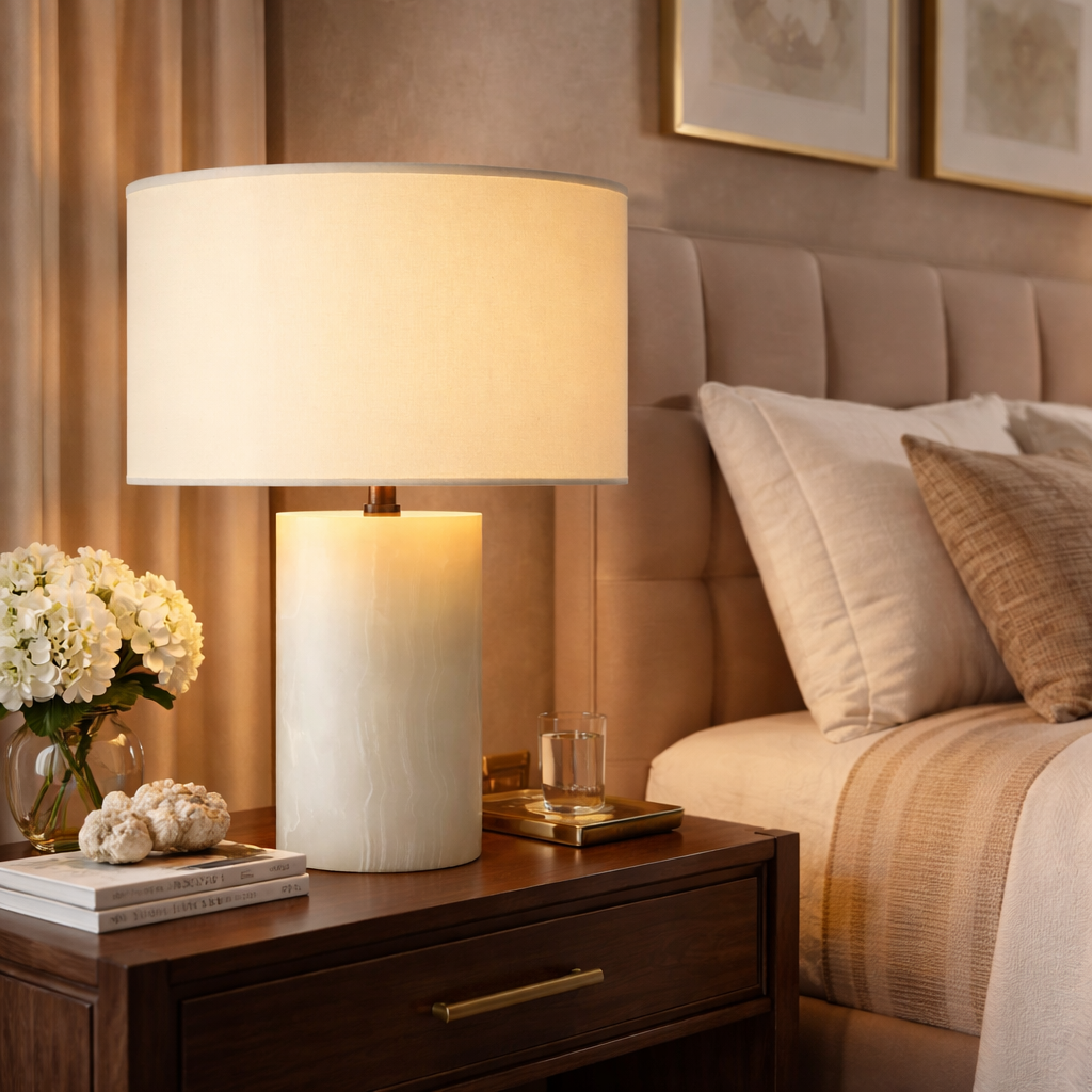 Sarezzoe Stone Cylindrical Table Lamp