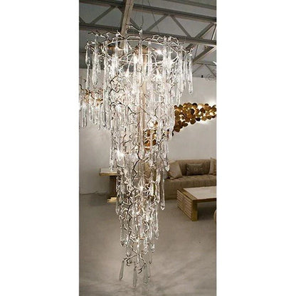 2-Story Tree Branch Staircase Crystal Chandelier