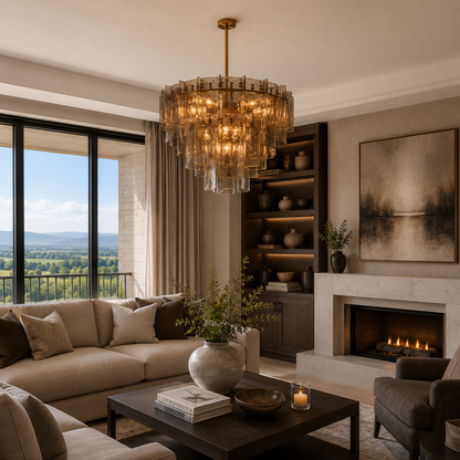 Lakkida Glass Tiered Gold Chandelier for Foyer, Living Room, Entryway