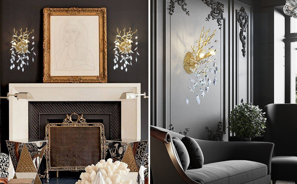 Ice Eye Crystal Gold/Silver Wall Sconce for All Rooms 10"H