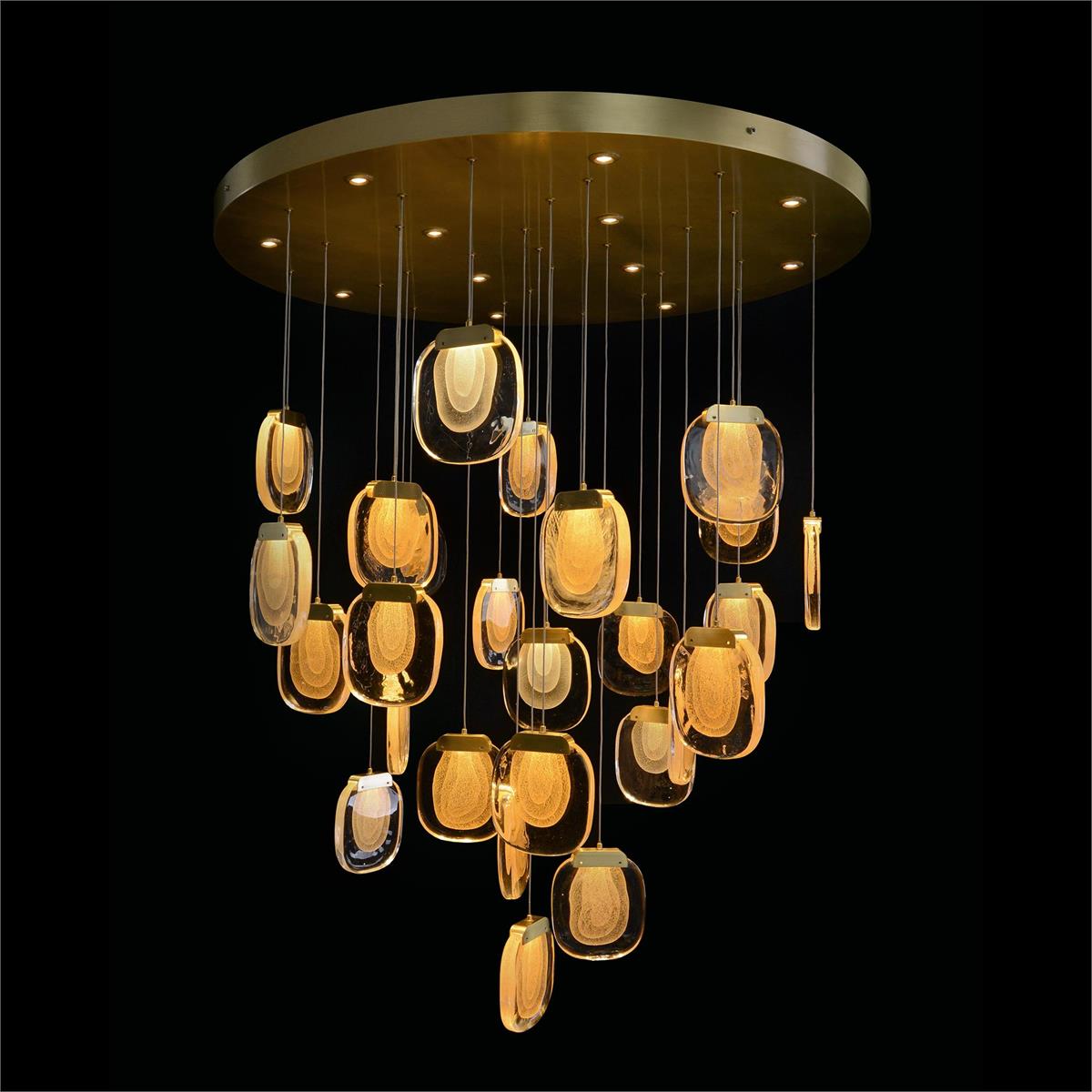 Bansho: Layered Glass Thirty-Nine-Light Drop Pendant Chandelier