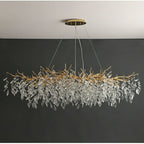 French Branch Crystal Chandelier with Elegant Crystal Leaves
