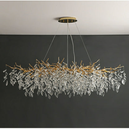 French Branch Crystal Chandelier with Elegant Crystal Leaves