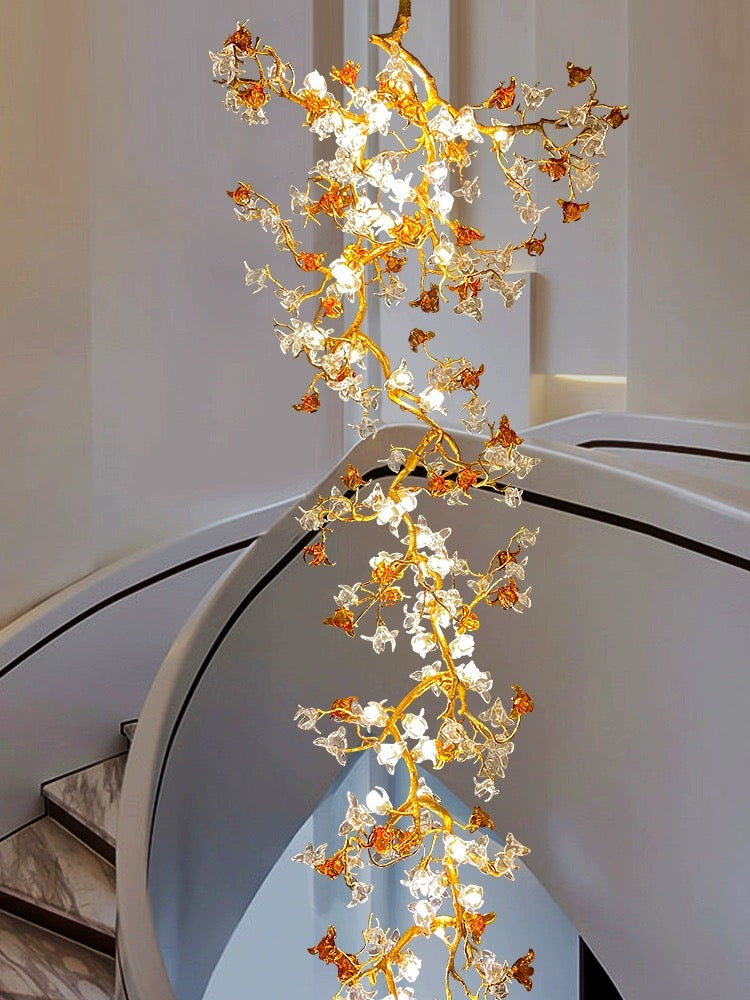 Art Flower Staircase Long Branch Chandelier