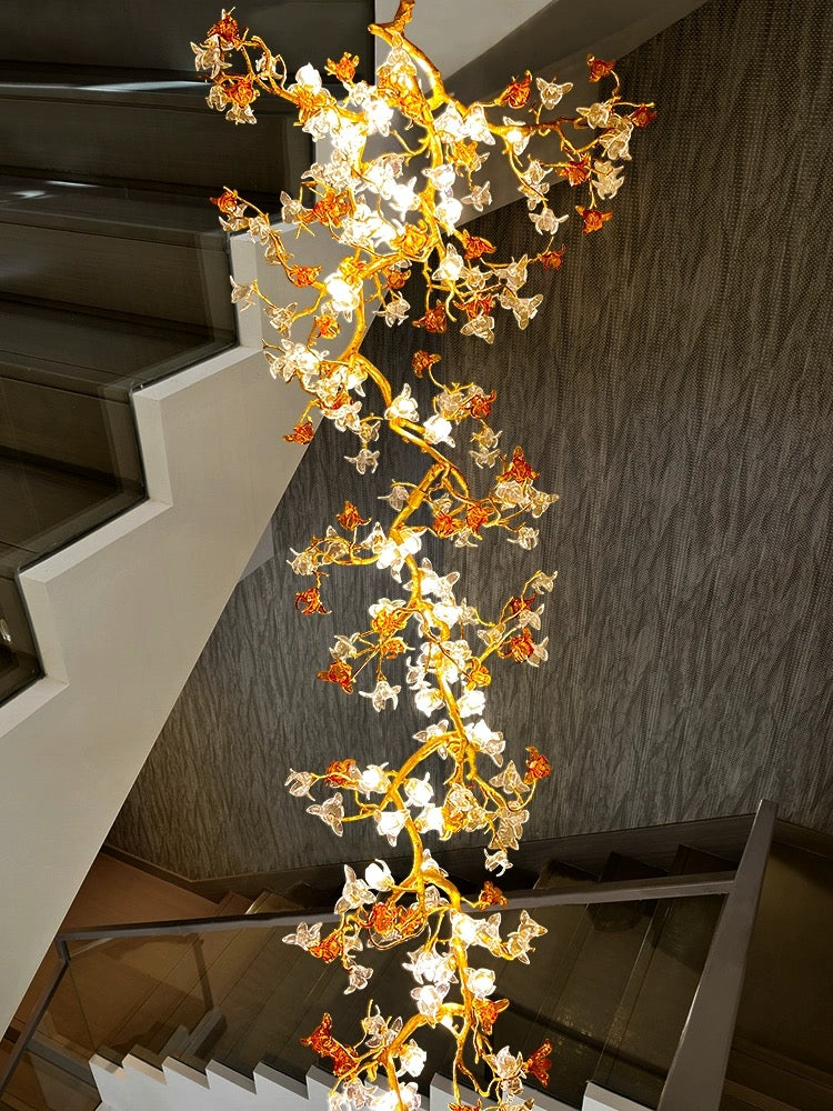 Art Flower Staircase Long Branch Chandelier