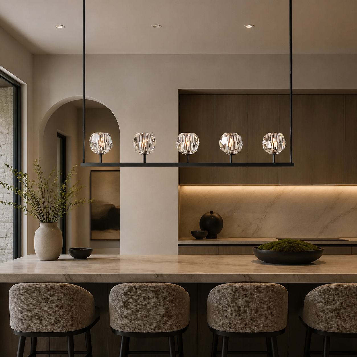 Beyle di Cristal Glass Linear Chandelier