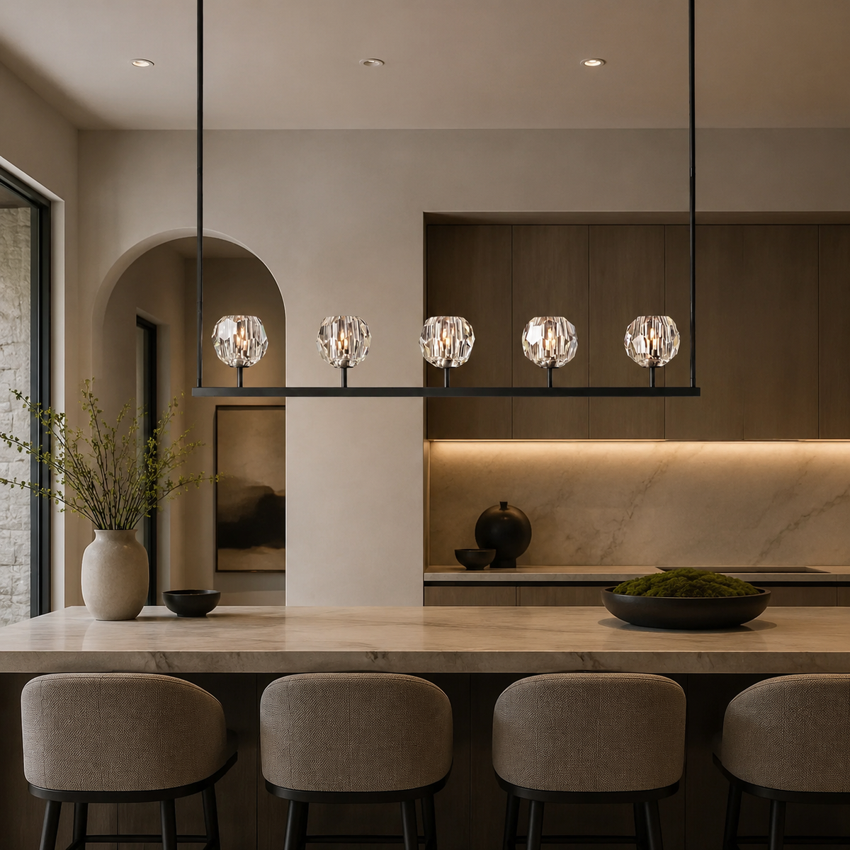 Beyle di Cristal Glass Linear Chandelier