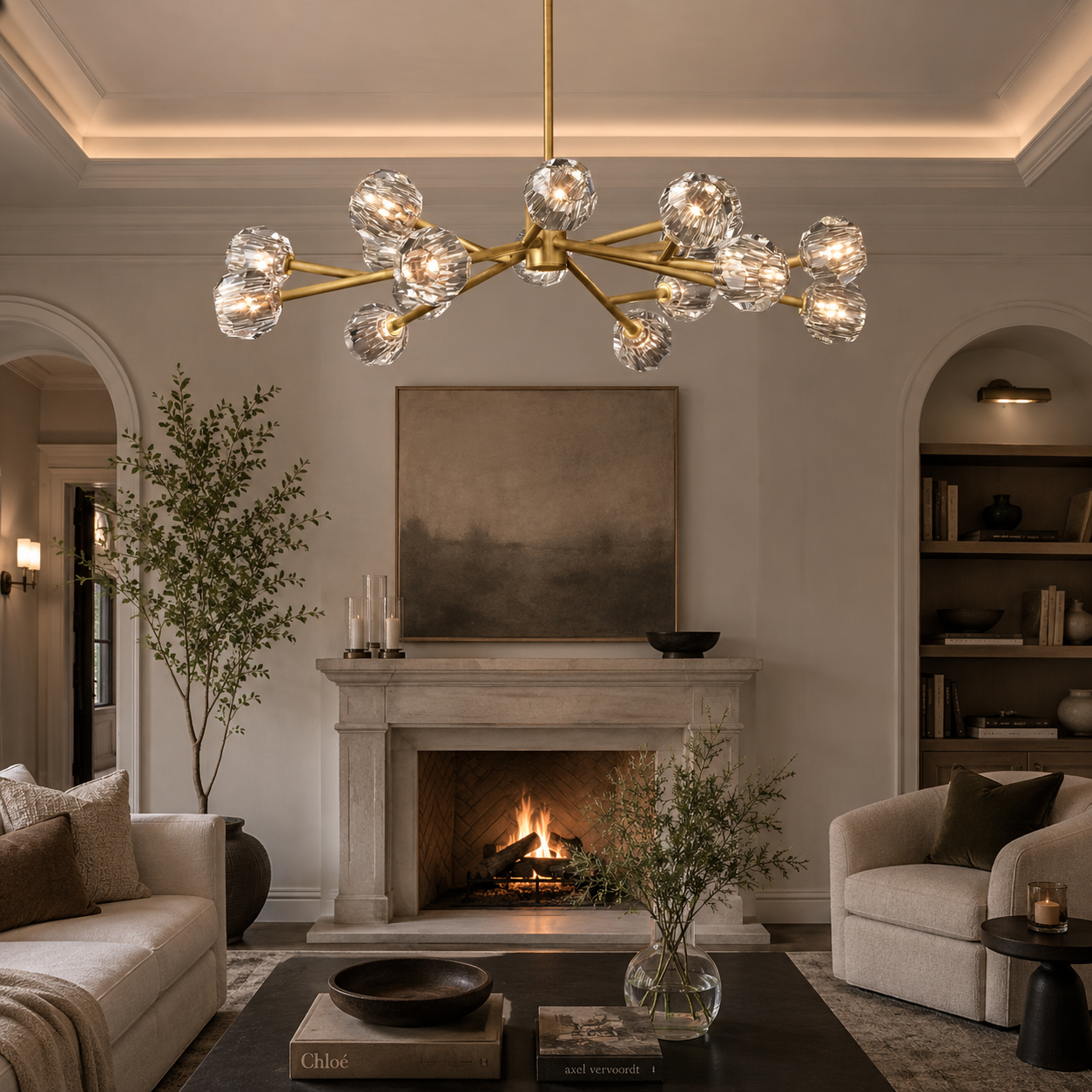 Beyle di Cristal Clear Glass Round Chandelier