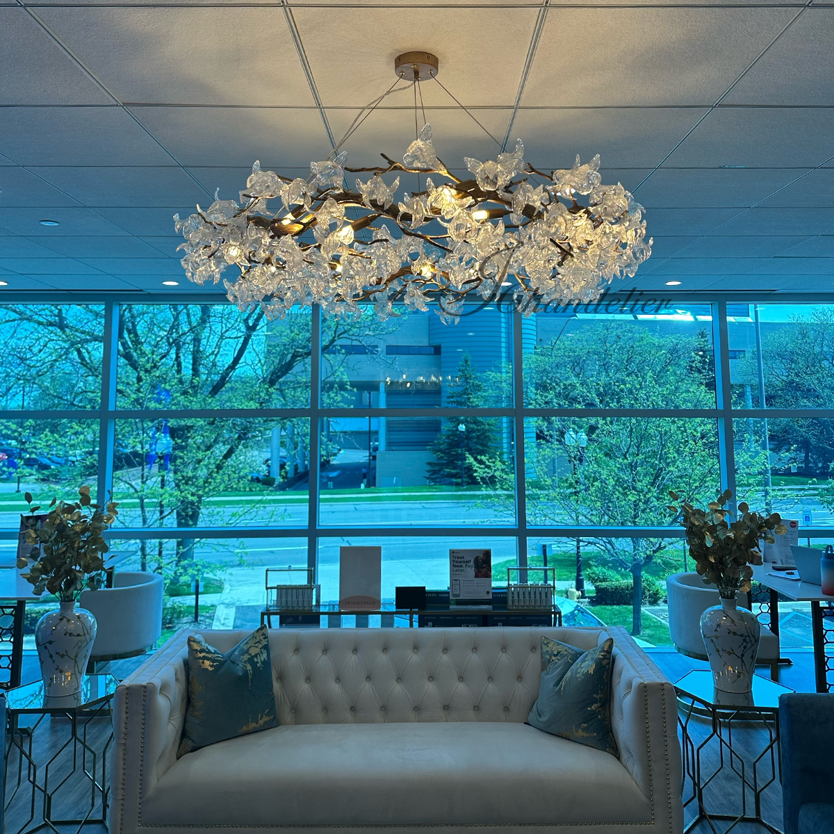 TLL Branch Petal Crystal Round Chandelier