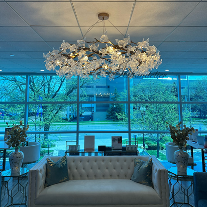 TLL Branch Petal Crystal Round Chandelier