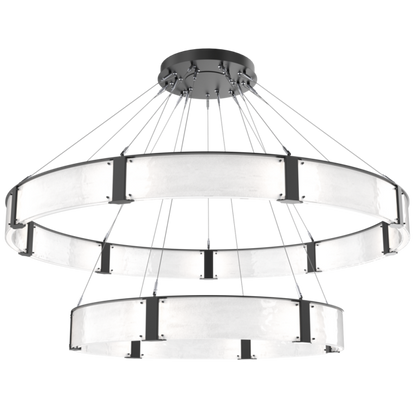 Modern Light Luxury Two-tier Glass Ring Chandelier
