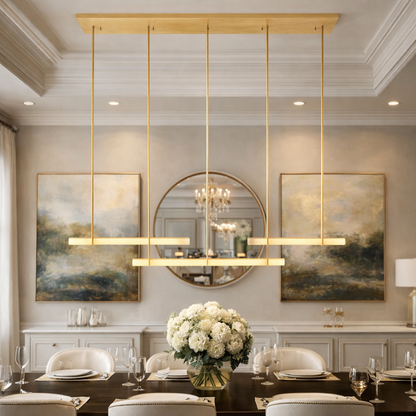 Audocon Series Alabaster Triple Bar Linear Chandelier