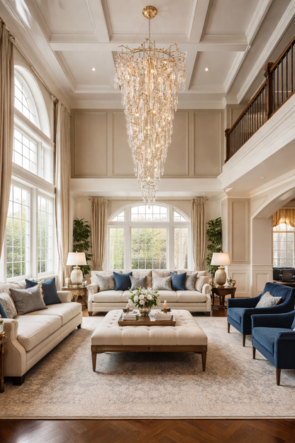 2-Story Tree Branch Staircase Crystal Chandelier