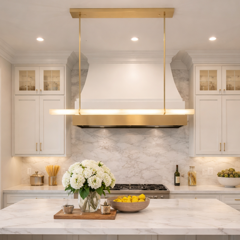 Audocon Alabaster Single Bar Linear Chandelier