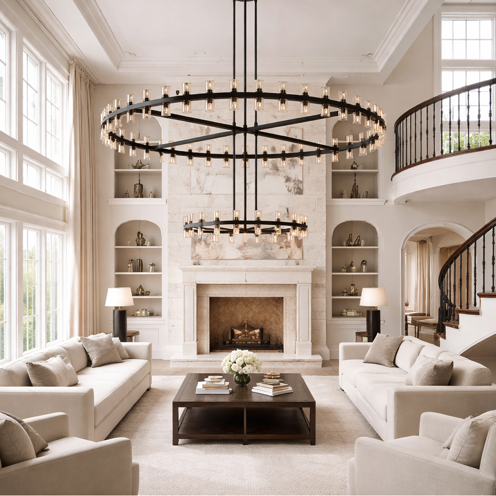 Arcuphoe Series Round Two-tierd Wagon Wheel Chandelier