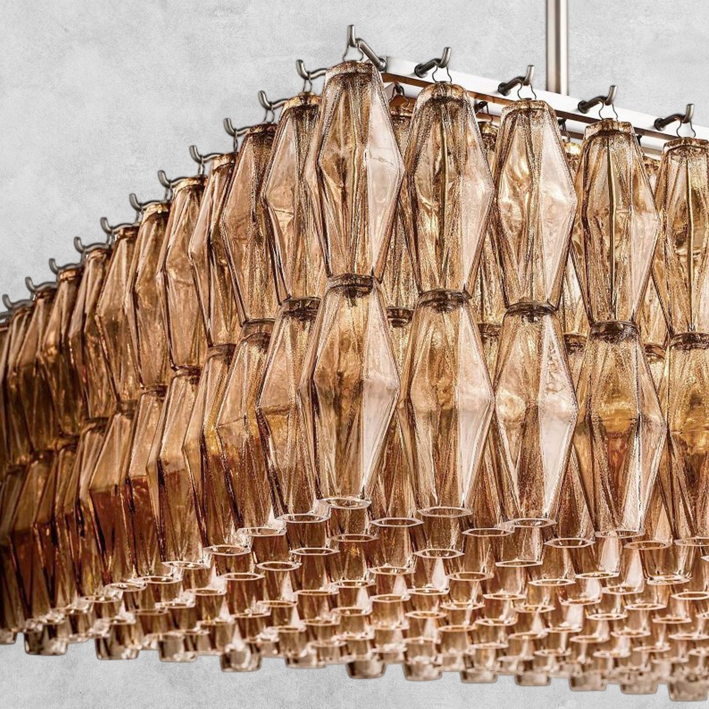 Kiaris Modern Glass Rectangular Glass Chandelier 54" 74″