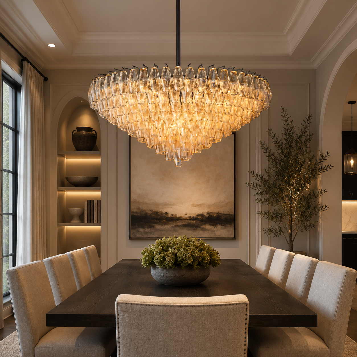 Chofira Clear Glass Tiered Round Chandelier