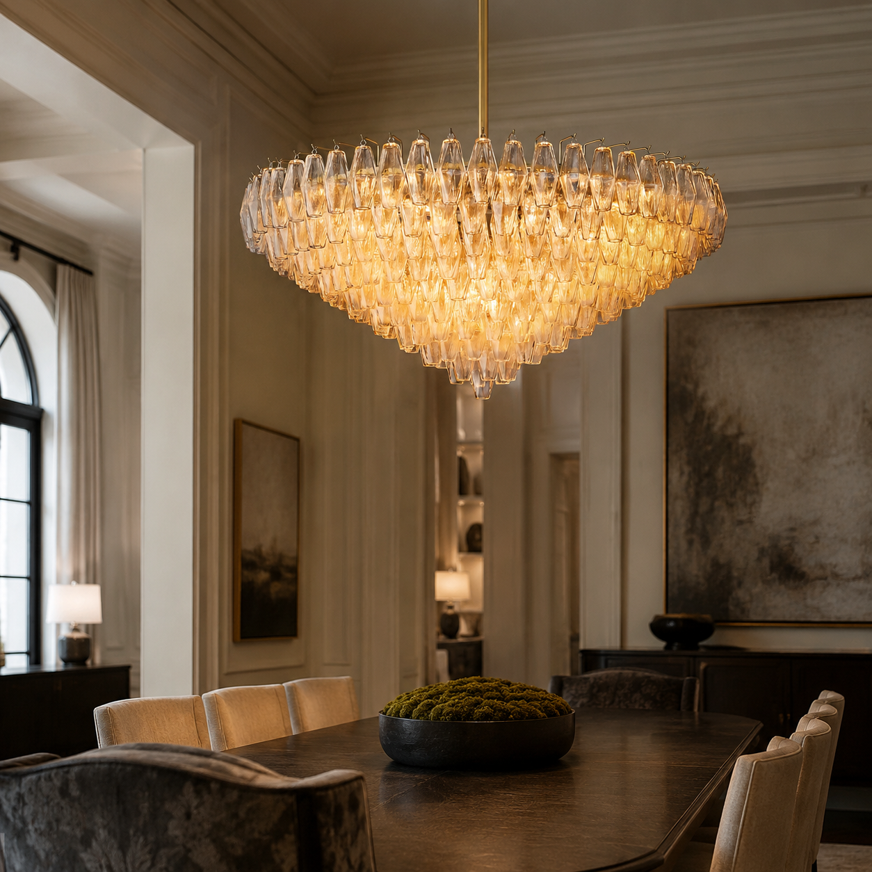 Chofira Clear Glass Tiered Round Chandelier