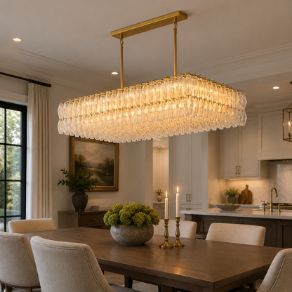 Chofira Clear Glass Rectangular Chandelier