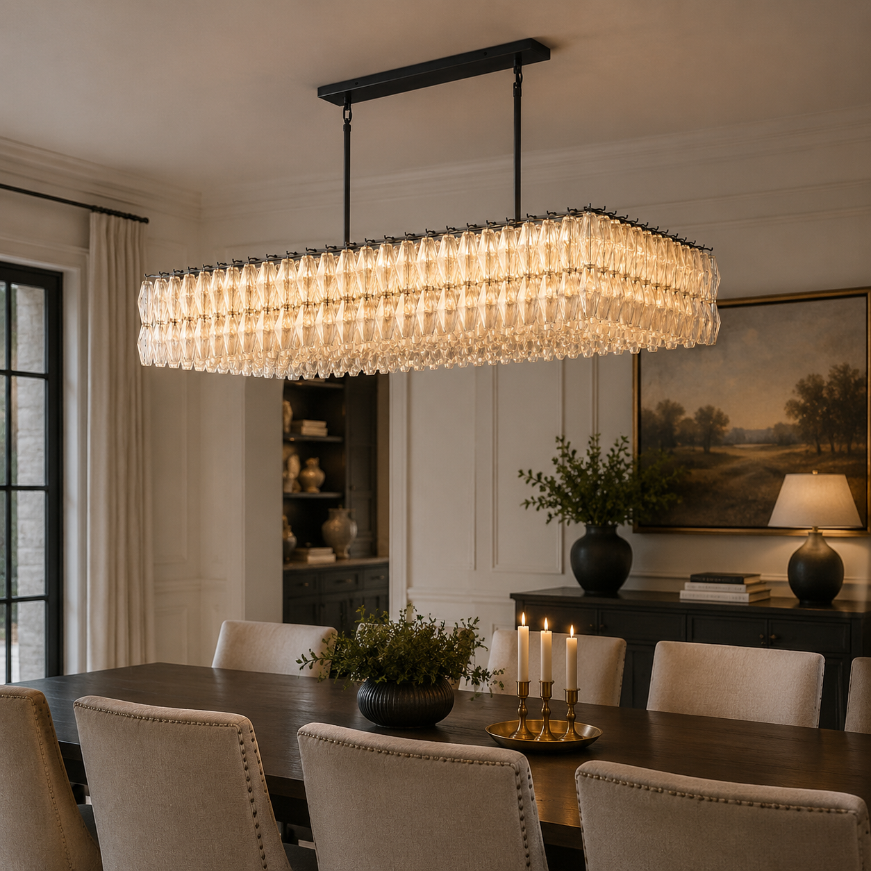 Chofira Clear Glass Rectangular Chandelier