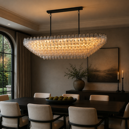 Chofira Clear Glass Tiered Rectangular Chandelier