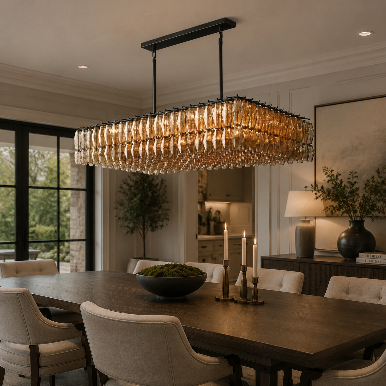 Chofira Smoke Glass Rectangular Chandelier