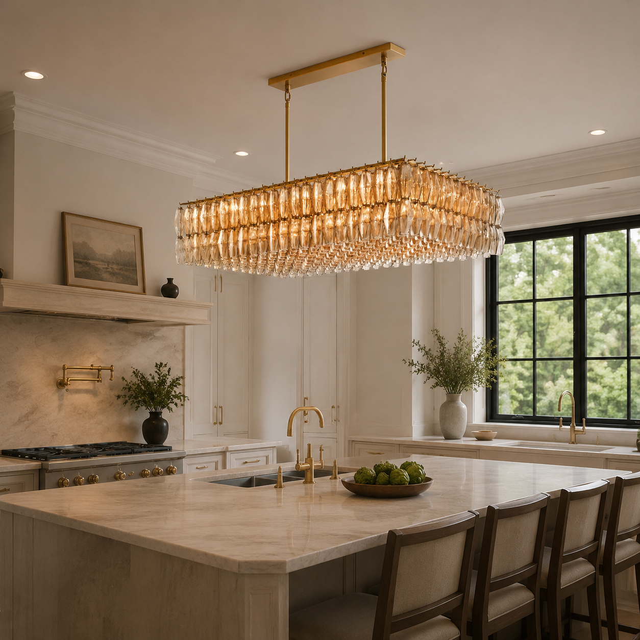 Chofira Smoke Glass Rectangular Chandelier
