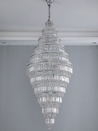Chrome Extra Large Crystal Chandelier for Foyer Staircase Living Room Entrance Ceiling Light Fixture In Silver